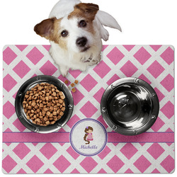 Diamond Print w/Princess Dog Food Mat - Medium w/ Name or Text