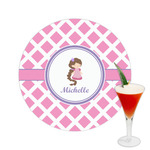 Diamond Print w/Princess Printed Drink Topper -  2.5" (Personalized)