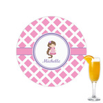 Diamond Print w/Princess Printed Drink Topper - 2.15" (Personalized)