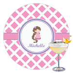 Diamond Print w/Princess Printed Drink Topper - 3.5" (Personalized)