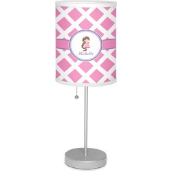 Diamond Print w/Princess 7" Drum Lamp with Shade Linen (Personalized)