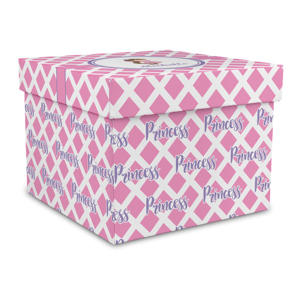 Custom Diamond Print w/Princess Gift Box with Lid - Canvas Wrapped - Large (Personalized)