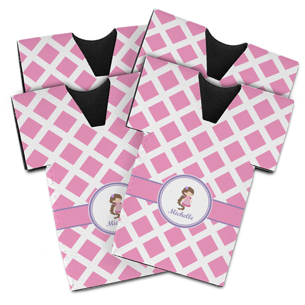 Custom Diamond Print w/Princess Jersey Bottle Cooler - Set of 4 (Personalized)