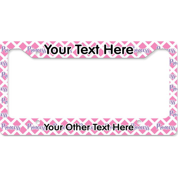 Custom Diamond Print w/Princess License Plate Frame - Style B (Personalized)