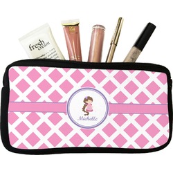 Diamond Print w/Princess Makeup / Cosmetic Bag - Small (Personalized)