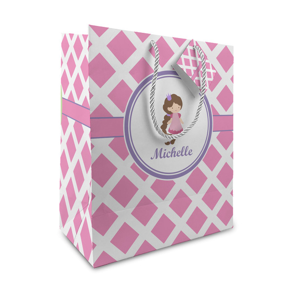 Custom Diamond Print w/Princess Medium Gift Bag (Personalized)