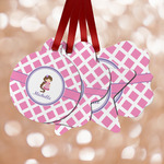 Diamond Print w/Princess Metal Ornaments - Double Sided w/ Name or Text