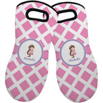 Diamond Print w/Princess Neoprene Oven Mitts - Set of 2 w/ Name or Text