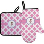 Diamond Print w/Princess Oven Mitt & Pot Holder Set w/ Name or Text