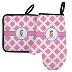 Diamond Print w/Princess Left Oven Mitt & Pot Holder Set w/ Name or Text