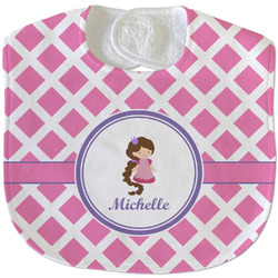 Diamond Print w/Princess Velour Baby Bib w/ Name or Text