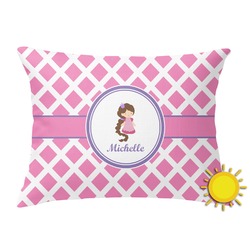 Diamond Print w/Princess Outdoor Throw Pillow (Rectangular) (Personalized)