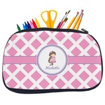 Diamond Print w/Princess Neoprene Pencil Case - Medium w/ Name or Text