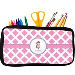 Diamond Print w/Princess Neoprene Pencil Case - Small w/ Name or Text