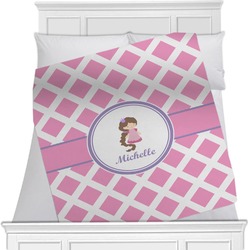 Diamond Print w/Princess Minky Blanket - Twin / Full - 80"x60" - Double Sided (Personalized)