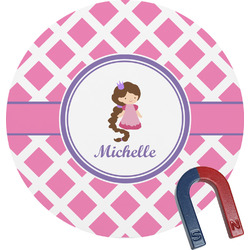 Diamond Print w/Princess Round Fridge Magnet (Personalized)