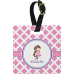 Diamond Print w/Princess Plastic Luggage Tag - Square w/ Name or Text