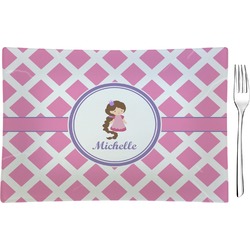 Diamond Print w/Princess Rectangular Glass Appetizer / Dessert Plate - Single or Set (Personalized)