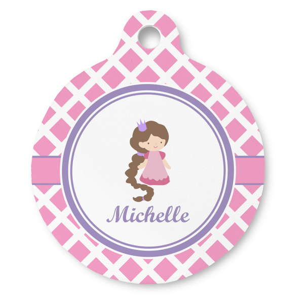 Custom Diamond Print w/Princess Round Pet ID Tag (Personalized)