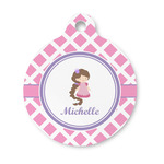 Diamond Print w/Princess Round Pet ID Tag - Small (Personalized)