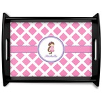 Diamond Print w/Princess Black Wooden Tray - Large (Personalized)