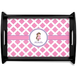 Diamond Print w/Princess Black Wooden Tray - Small (Personalized)