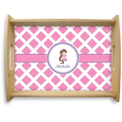 Diamond Print w/Princess Natural Wooden Tray - Large (Personalized)