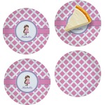 Diamond Print w/Princess Set of 4 Glass Appetizer / Dessert Plate 8" (Personalized)