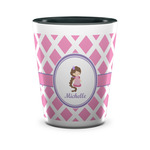 Diamond Print w/Princess Ceramic Shot Glass - 1.5 oz - Two Tone - Set of 4 (Personalized)