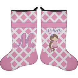 Diamond Print w/Princess Holiday Stocking - Double-Sided - Neoprene (Personalized)