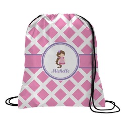 Diamond Print w/Princess Drawstring Backpack - Large (Personalized)