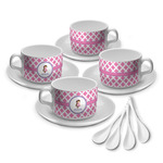 Diamond Print w/Princess Tea Cup - Set of 4 (Personalized)