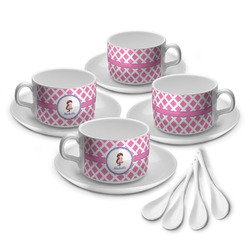 Diamond Print w/Princess Tea Cup - Set of 4 (Personalized)
