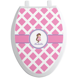 Diamond Print w/Princess Toilet Seat Decal - Elongated (Personalized)