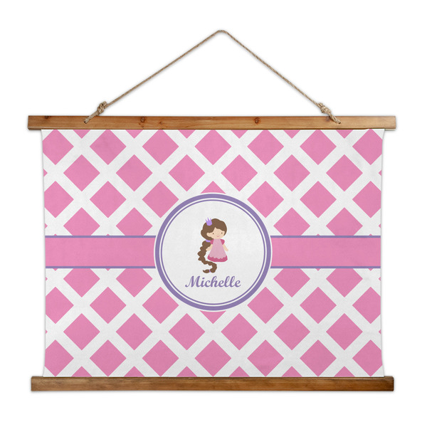 Custom Diamond Print w/Princess Wall Hanging Tapestry - Wide (Personalized)