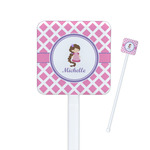 Diamond Print w/Princess Square Plastic Stir Sticks (Personalized)