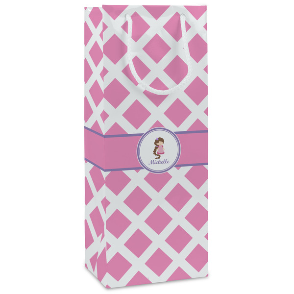 Custom Diamond Print w/Princess Wine Gift Bags - Matte (Personalized)