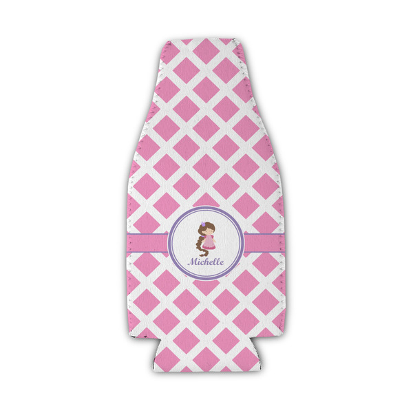 Custom Diamond Print w/Princess Zipper Bottle Cooler (Personalized)