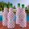 Diamond Print w/Princess Zipper Bottle Cooler - Set of 4 - LIFESTYLE