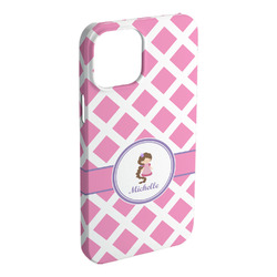 Diamond Print w/Princess iPhone Case - Plastic - iPhone 15 Pro Max (Personalized)