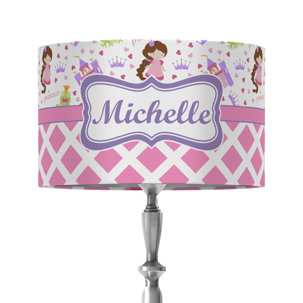 Custom Princess & Diamond Print 12" Drum Lamp Shade - Fabric (Personalized)