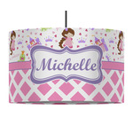 Princess & Diamond Print 12" Drum Pendant Lamp - Fabric (Personalized)