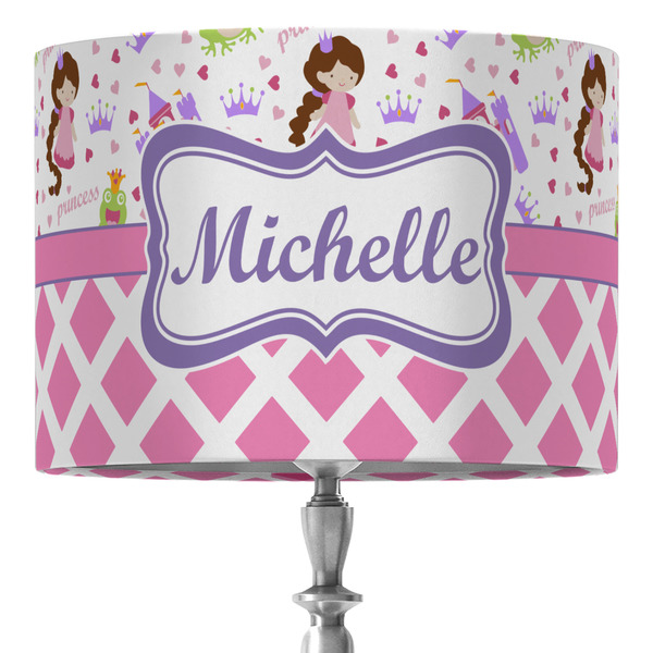 Custom Princess & Diamond Print 16" Drum Lamp Shade - Fabric (Personalized)