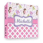 Princess & Diamond Print 3 Ring Binder - Full Wrap - 3" (Personalized)