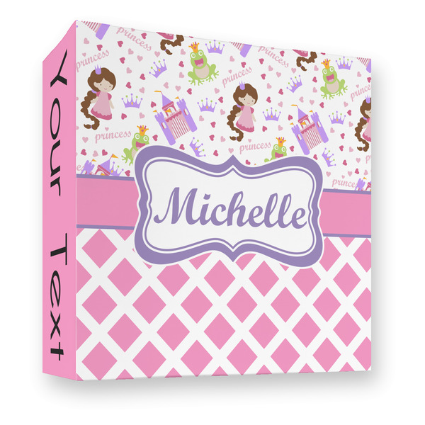 Custom Princess & Diamond Print 3 Ring Binder - Full Wrap - 3" (Personalized)