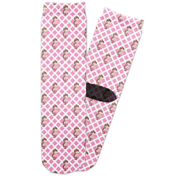 Custom Princess & Diamond Print Adult Crew Socks