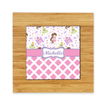 Princess & Diamond Print Bamboo Trivet with Ceramic Tile Insert (Personalized)