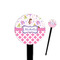 Princess & Diamond Print Black Plastic 4" Food Pick - Round - Closeup