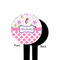 Princess & Diamond Print Black Plastic 4" Food Pick - Round - Single Sided - Front & Back