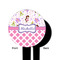 Princess & Diamond Print Black Plastic 6" Food Pick - Round - Single Sided - Front & Back